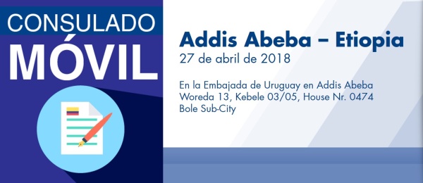 El Consulado de Colombia en Nairobi realizará una jornada móvil en Addis Abeba – Etiopía el viernes 27 de abril de 2018