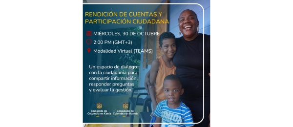 Ejercicio de rendición de cuentas y participación ciudadana de la Embajada de Colombia en Kenia y su Sección Consular